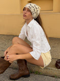 Taelynn 3/4 Sleeve Button Up Shirt White