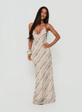 Esmira Halter Maxi Dress Cream Stripe