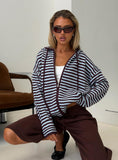 Brienna Zip Jacket Burgundy / Blue Stripe