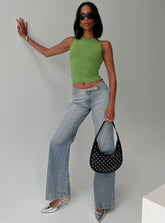 Slow Ride Mid Rise Bootleg Belted Jeans Light Blue