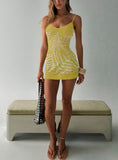 Rhode Lace Trim Slip Mini Dress Chartreuse