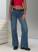 Dog Days Mid Rise Straight Leg Jeans Dark Blue Wash