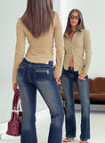 Zilvia Bootleg Mid Rise Jeans Raw Denim