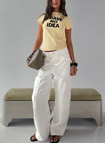 Mistree Mid Rise Baggy Cargo Jeans White