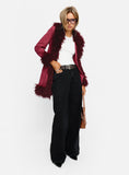 Josefina Faux Fur Detail Jacket Wine