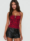 Cielo Mesh Halter Top Red Zebra