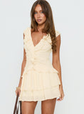 Fawnia Frill Ruched Mini Dress Cream Petite