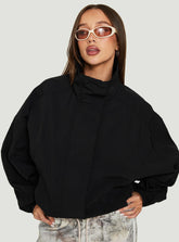 Kallow Funnel Neck Windbreaker Jacket Black