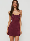 Coralinna Sequin Bust Low Back Mini Dress Cherry