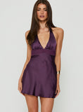 Odyssa Halter Mini Dress Purple