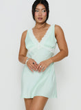 Laurelia Lace V Neck Mini Dress Jelly Mint
