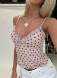 Attley Ruffle Cami Top Pink Polka