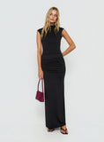 Noemmi High Neck Ruched Maxi Dress Black