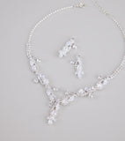 Statement Glow Rhinestone Necklace And Earrings Set
