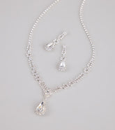 Crown Jewel Teardrop Necklace And Earrings Set