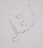 Crown Jewel Teardrop Necklace And Earrings Set
