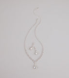 Crown Jewel Teardrop Necklace And Earrings Set
