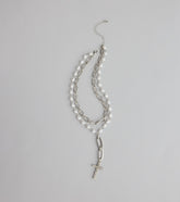 Saintly Chic Pearl And Rhinestone Cross Necklace
