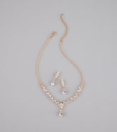 Shine Check Rhinestone Necklace And Earrings Set