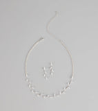 Dainty Shine Rhinestone Necklace And Earrings Set