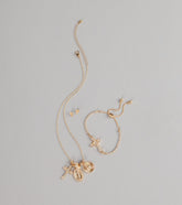 Golden Blessings Charm Layered Necklace Set