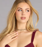 Two Times The Shine Rhinestone Stud Choker