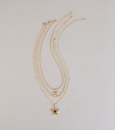 Soft Spark Star Charm Layered Necklace Set