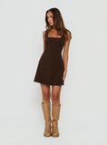 Dasha Corduroy Mini Dress Chocolate