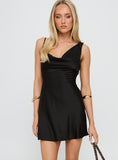 Xandra Cowl Neck Mini Dress Black