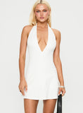 Hollywood Hills Plunge Neck Playsuit White