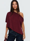 Passerby Asymmetrical Off Shoulder Top Burgundy