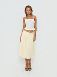 Heart Of Gold Linen Blend Midi Skirt Lemon