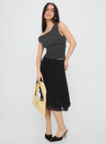 Evanescence Asymmetrical Midi Skirt Black