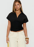 Chalia Ruched Collared Top Black