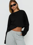 Settle Down Long Sleeve Top Black