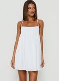 Stick With Me Tie Back Babydoll Mini Dress White