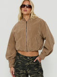 Mastery Faux Suede Bomber Jacket Taupe