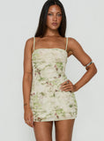 Fienna Beaded Mini Dress Green Multi