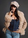 Charismatic Denim Corset Dark Pinstripe