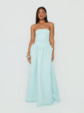 Soft Bloom Drop Waist Strapless Maxi Dress Blue