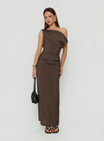 Sweetheart Off Shoulder Maxi Dress Chocolate