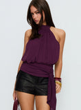 Faythe High Neck Tie Top Berry