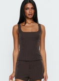Party Invitations Tailored Top Brown Pinstripe