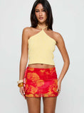 Liloha Frill Mesh Mini Skirt Orange Multi