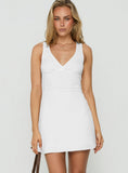 Kasiana V Neck Crossover Mini Dress White