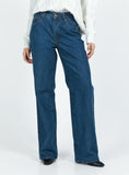 Top Model Low Rise Straight Leg Jeans Dark Denim