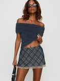 Avalind Layered Mini Skirt Blue Check