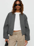 Karletta Cropped Bomber Jacket Grey