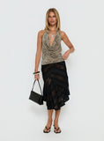 Constancia Asymmetrical Sheer Midi Skirt Black