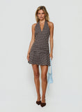Paytonn Halter Cross Front Mini Dress Check